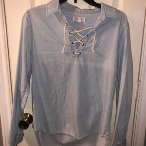 Long sleeve blue jean blouse